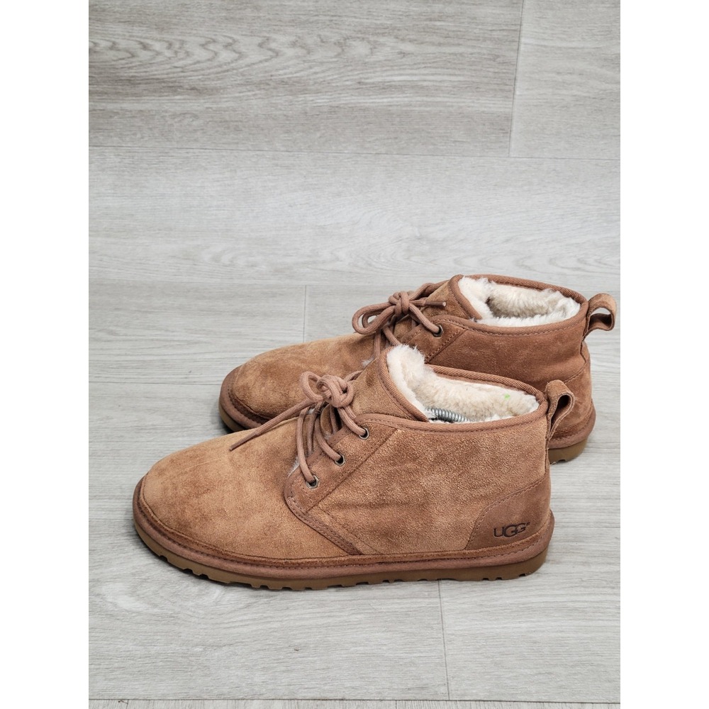 UGG Neumel Chukka Boots Men's 9 Brown Suede Fur Lined Lace Up Ankle Shoes